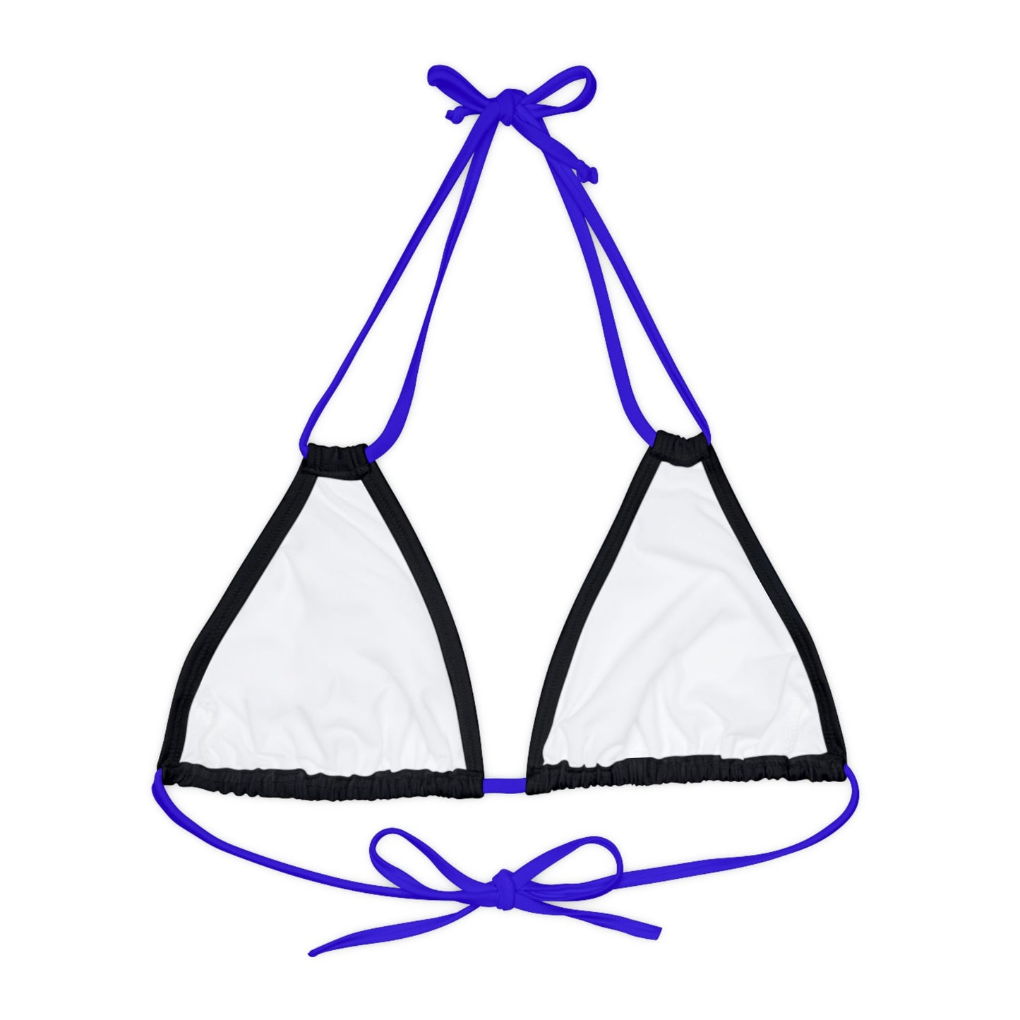 Black Strappy Triangle Bikini Top (AOP)