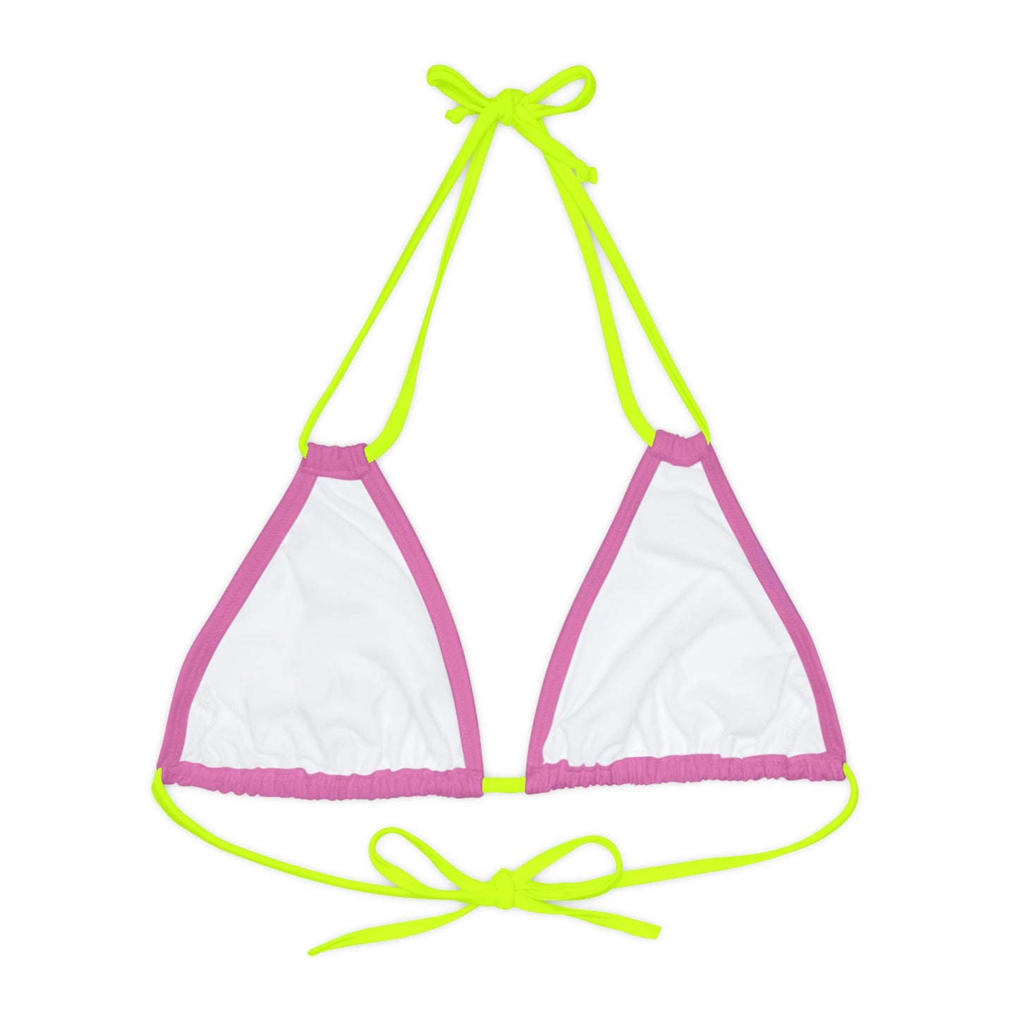 Pink Strappy Triangle Bikini Top (AOP)