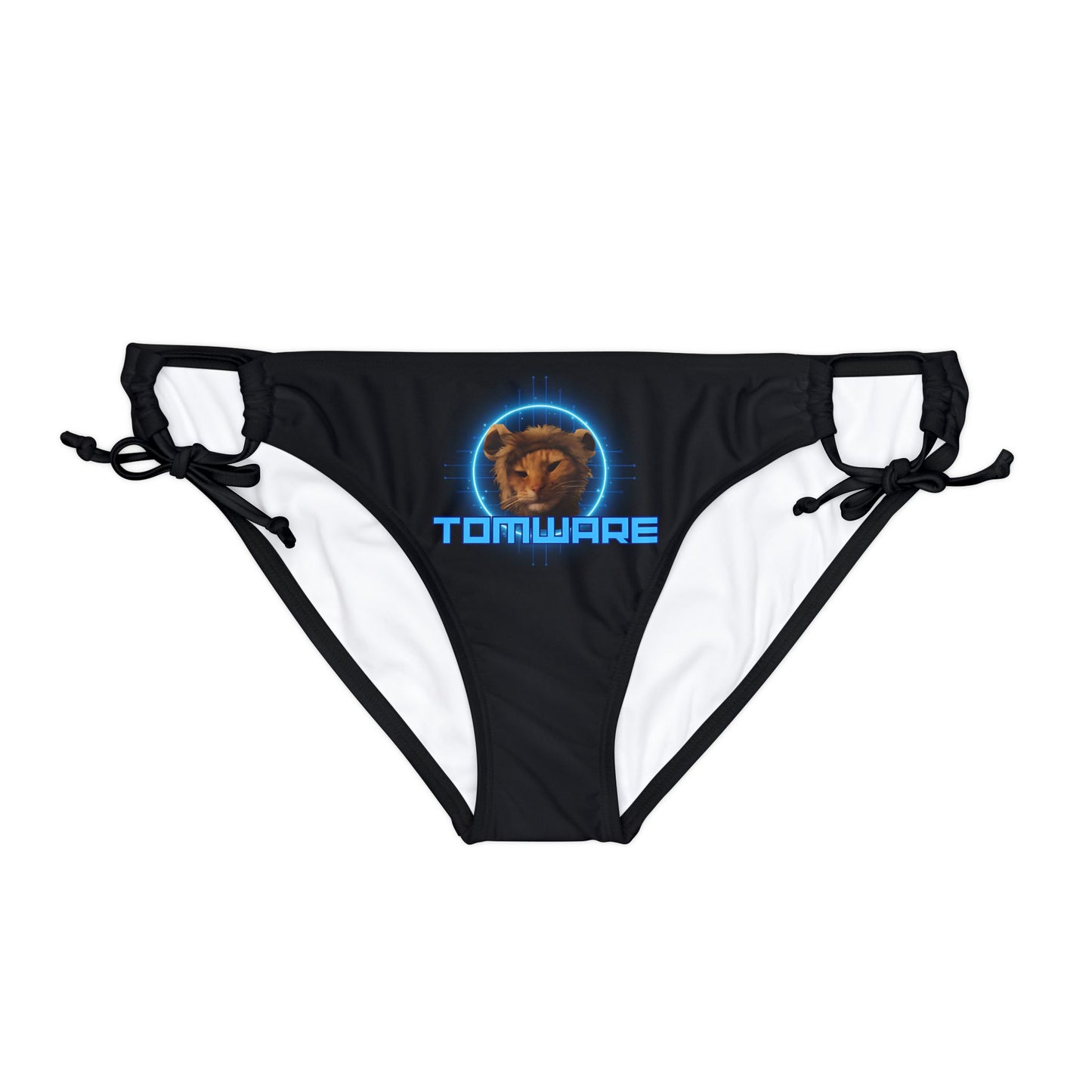 Black Loop Tie Side Bikini Bottom (AOP)