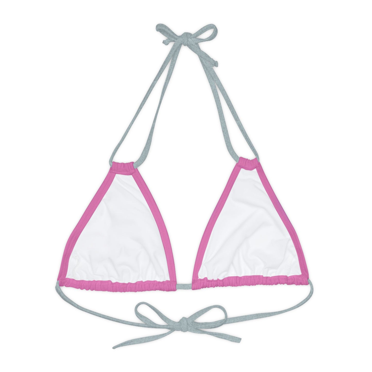 Pink Strappy Triangle Bikini Top (AOP)