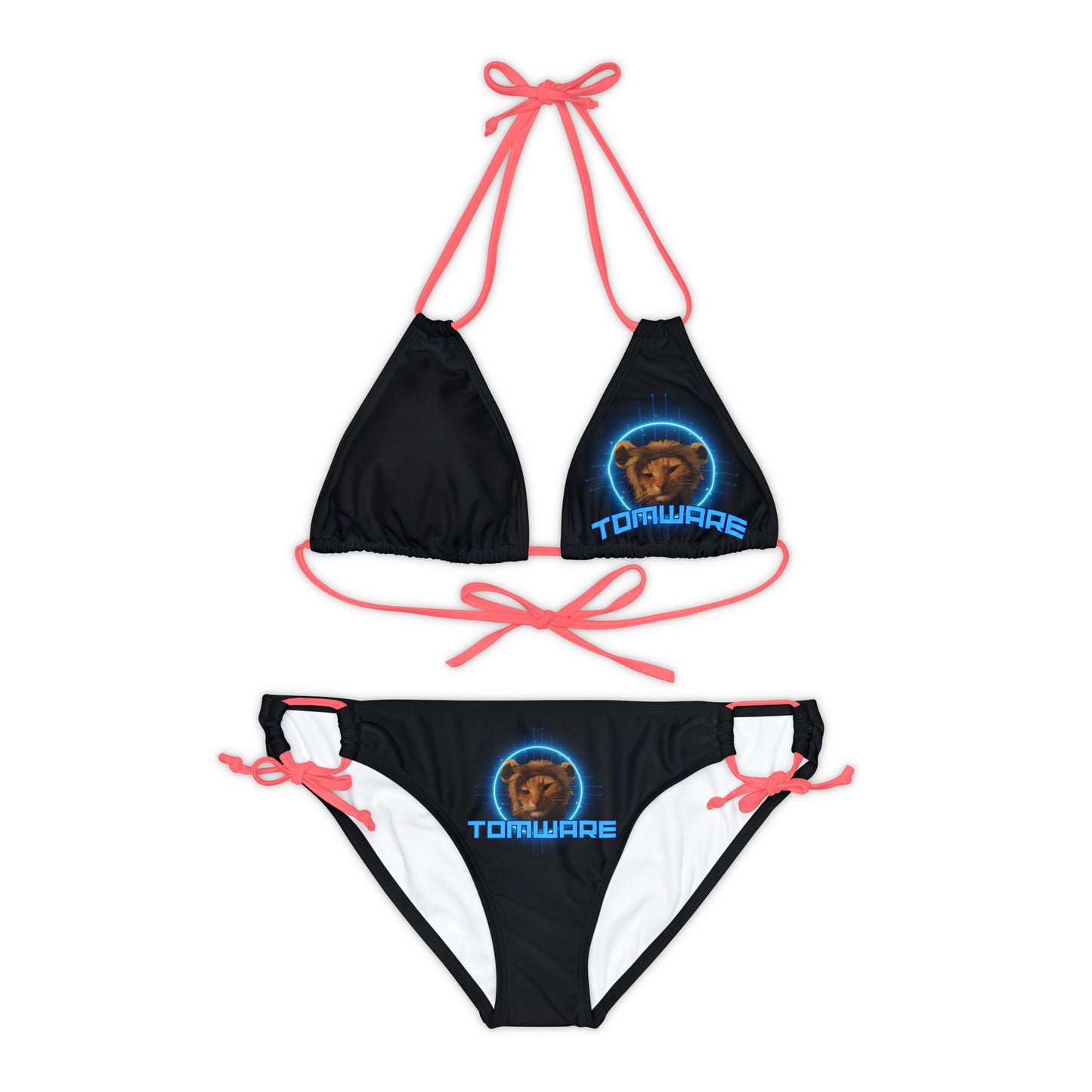 Black Strappy Bikini Set (AOP)