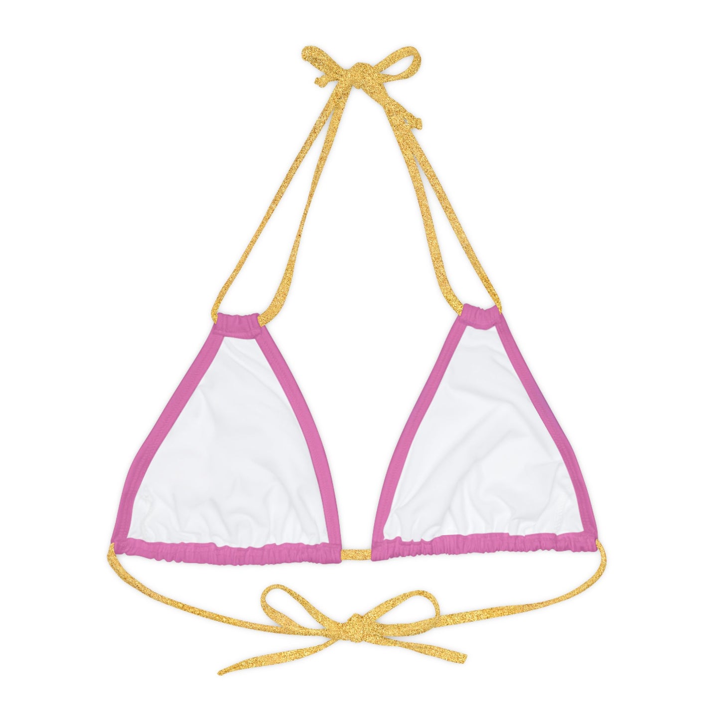 Pink Strappy Triangle Bikini Top (AOP)