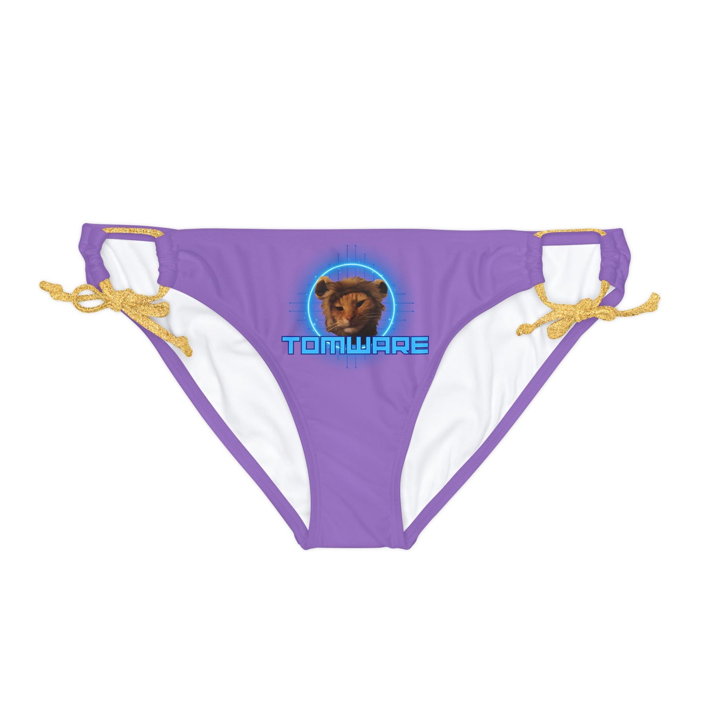 Purple Loop Tie Side Bikini Bottom (AOP)