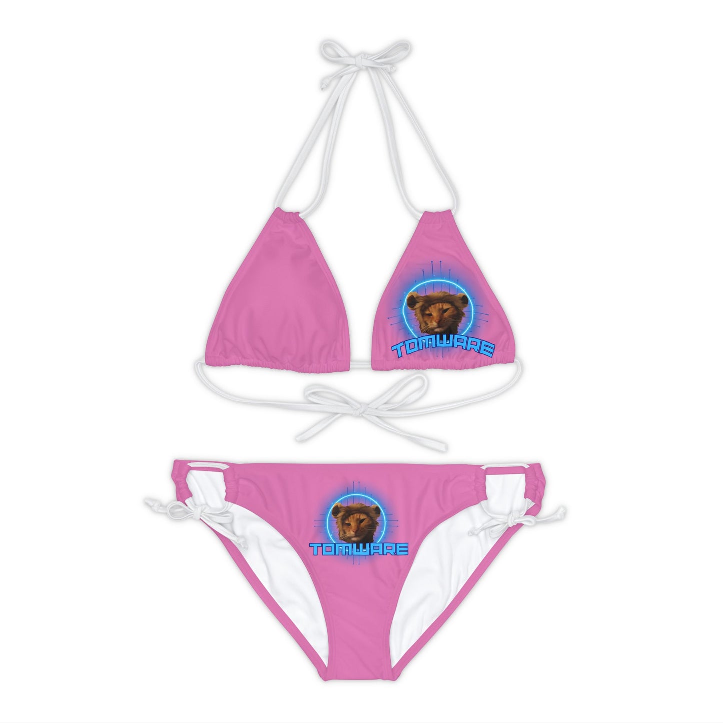 Pink Strappy Bikini Set (AOP)