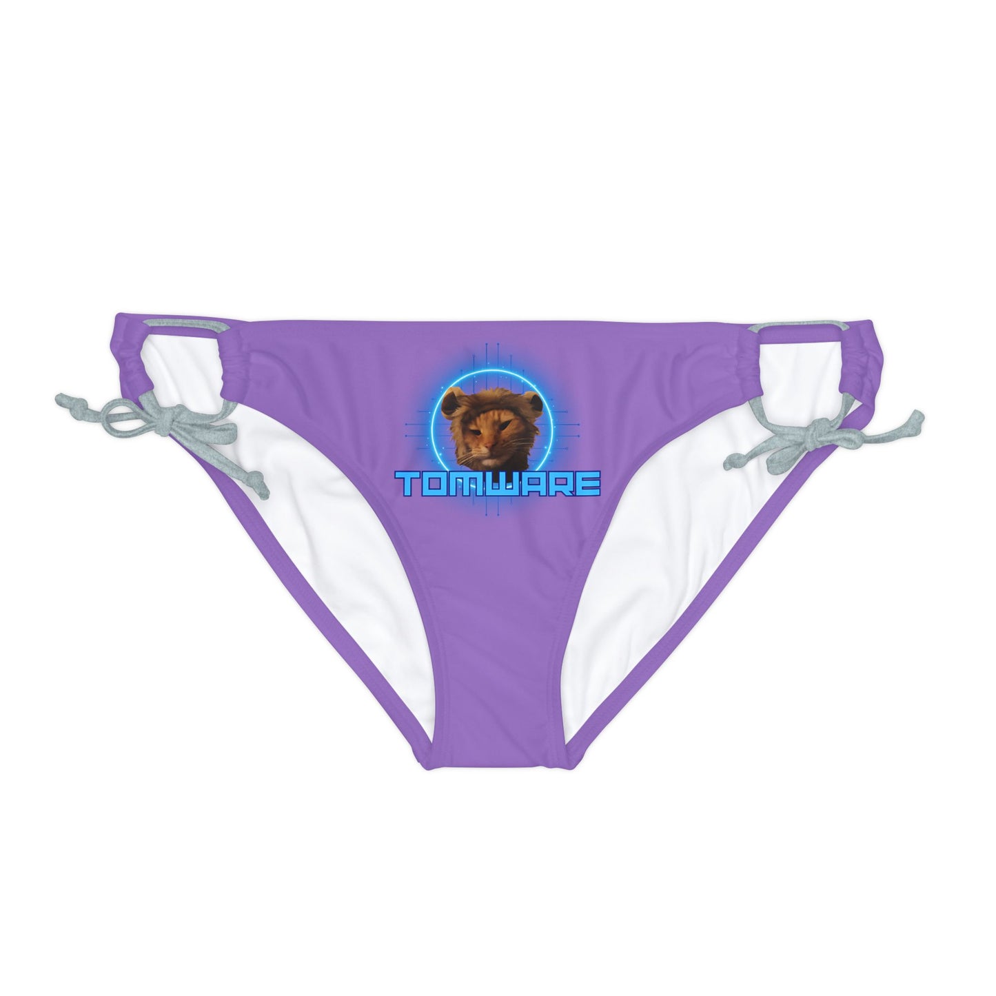 Purple Loop Tie Side Bikini Bottom (AOP)