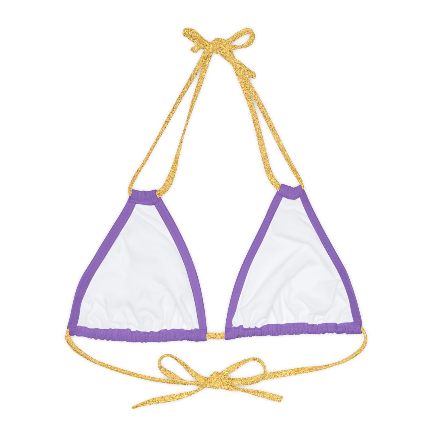 Purple Strappy Triangle Bikini Top (AOP)