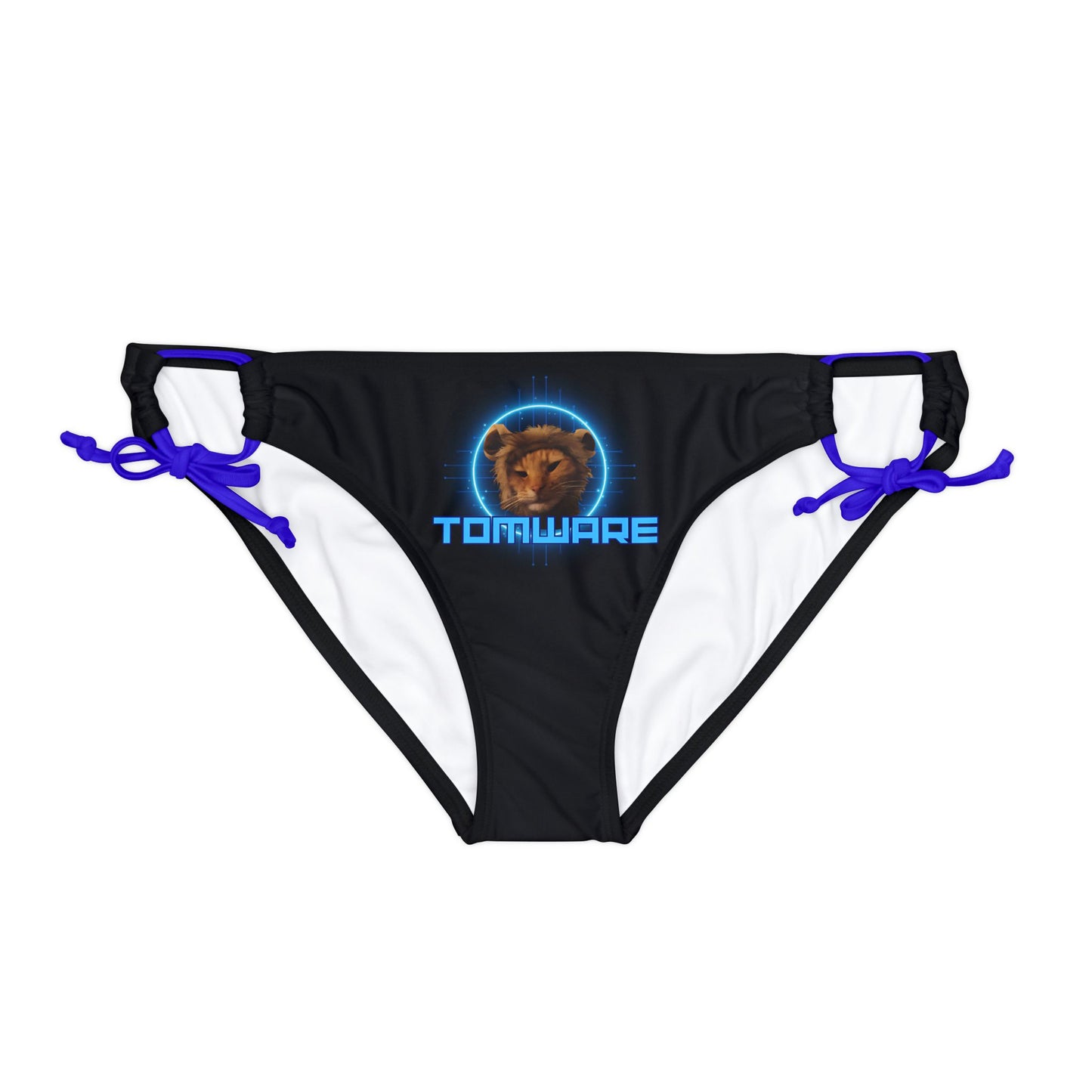 Black Loop Tie Side Bikini Bottom (AOP)