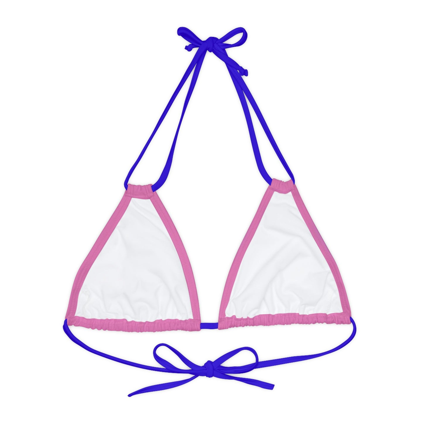 Pink Strappy Triangle Bikini Top (AOP)