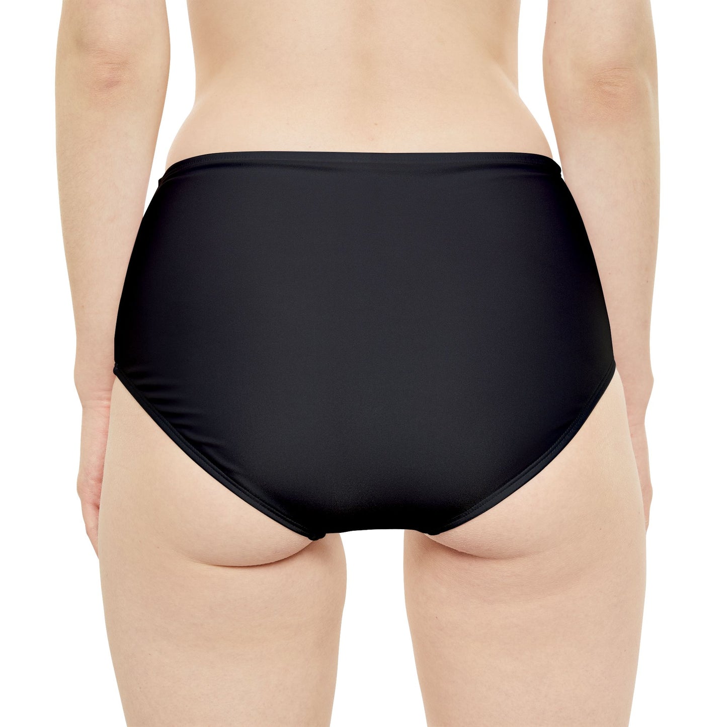 Black High-Waist Hipster Bikini Bottom (AOP)