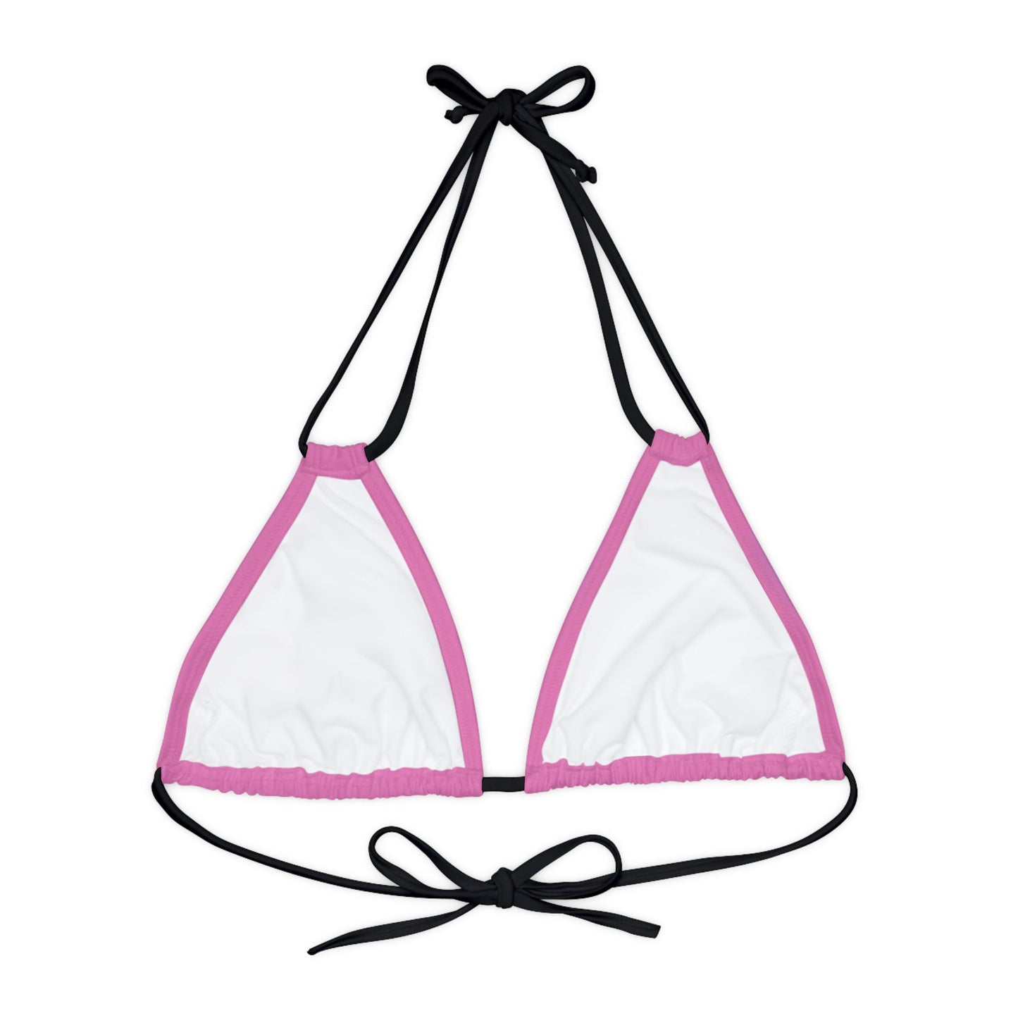 Pink Strappy Triangle Bikini Top (AOP)