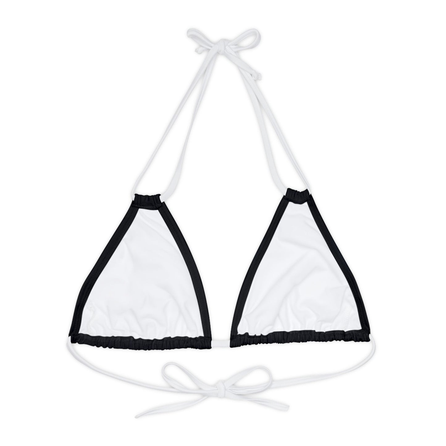 Black Strappy Triangle Bikini Top (AOP)