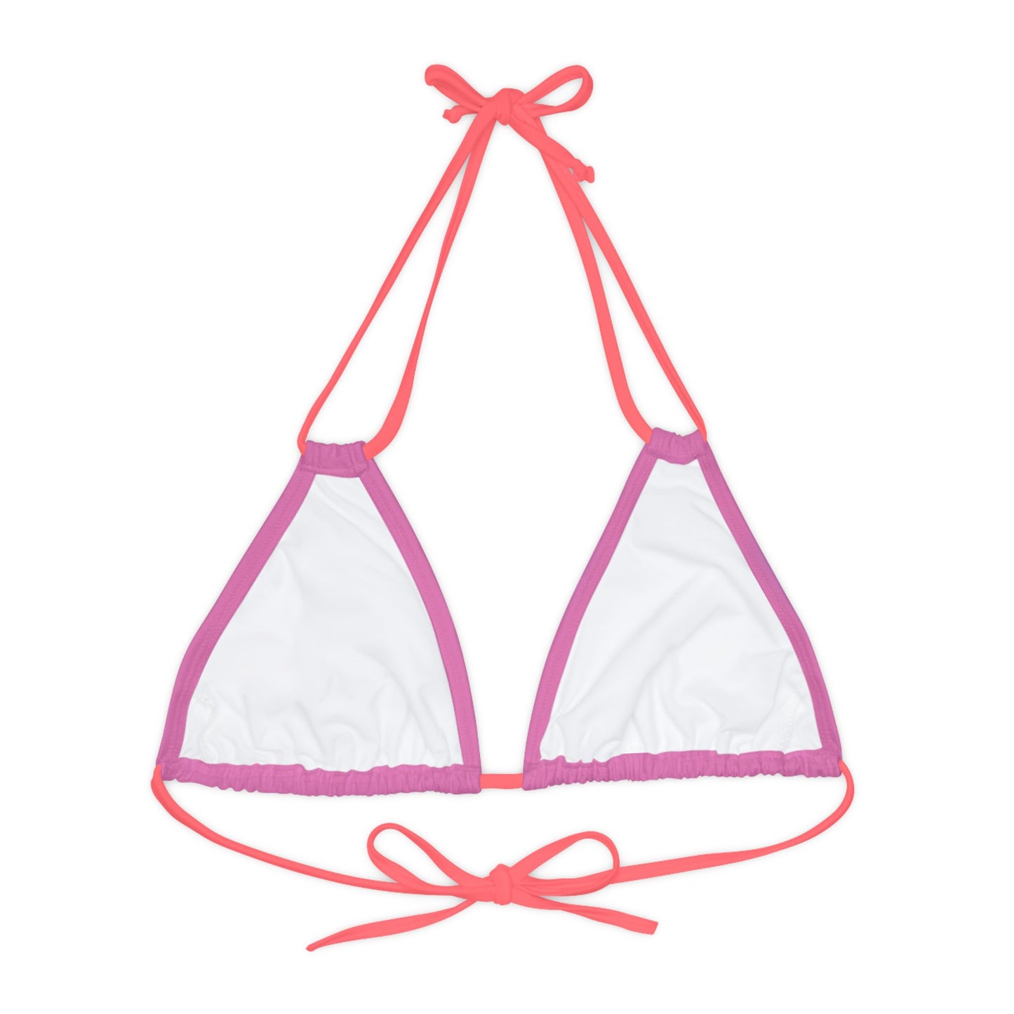 Pink Strappy Triangle Bikini Top (AOP)