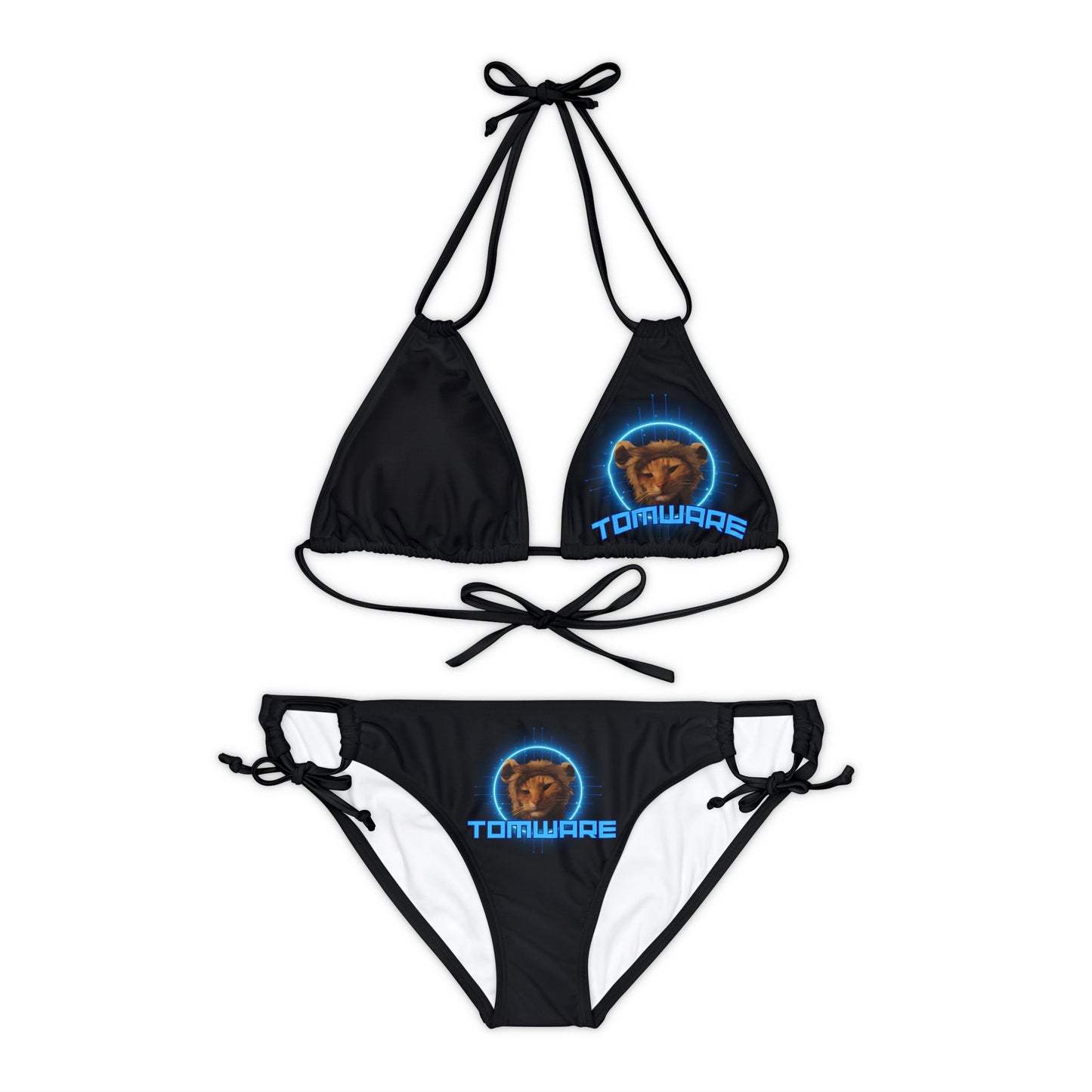 Black Strappy Bikini Set (AOP)