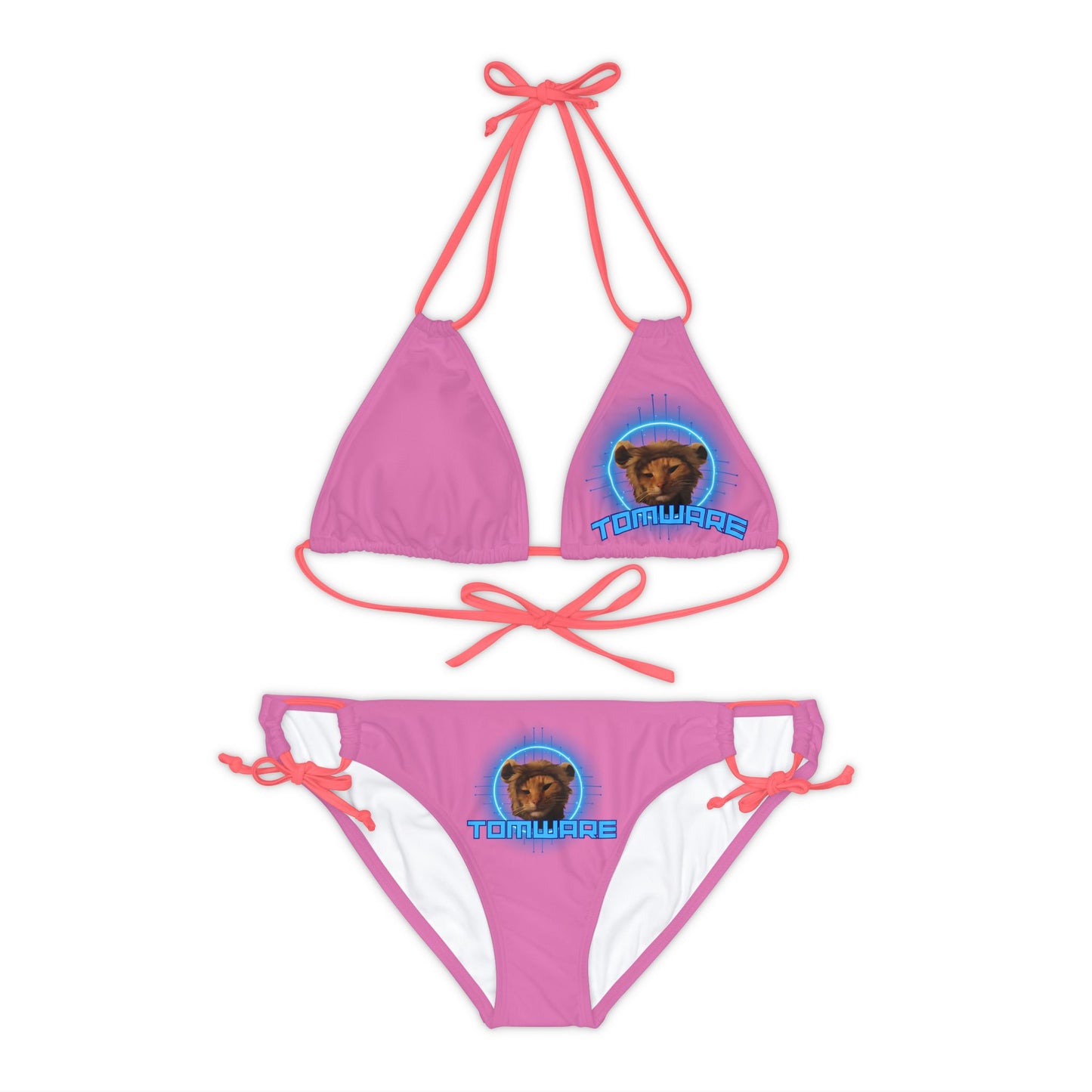 Pink Strappy Bikini Set (AOP)